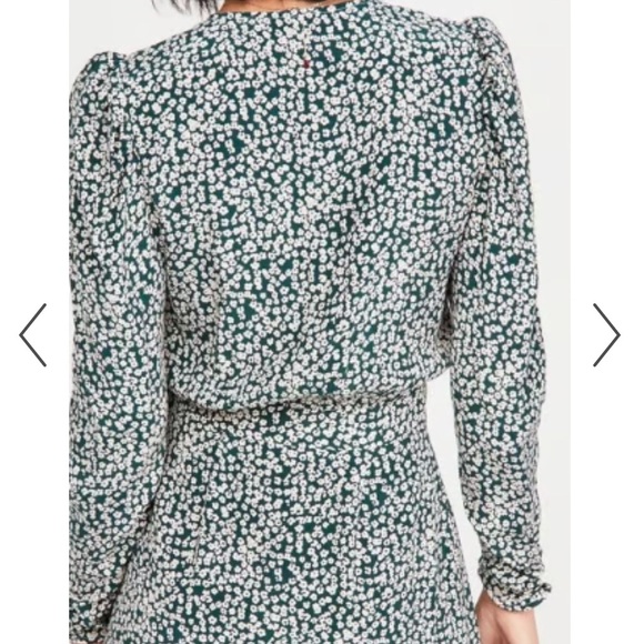 Free People NWT Green Pine Needle Combo Floral Kinsley Wrap Mini Dress - Picture 6 of 11